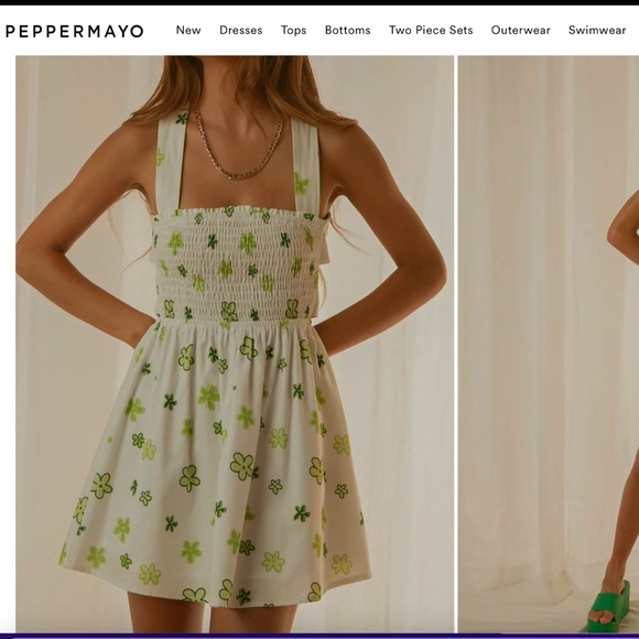 Peppermayo Linen Mini Dress, Color: Green Wild Poppies, Size: 8 - Picture 2 of 8